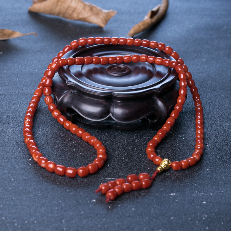 珊瑚苹果珠108佛珠-红掌柜