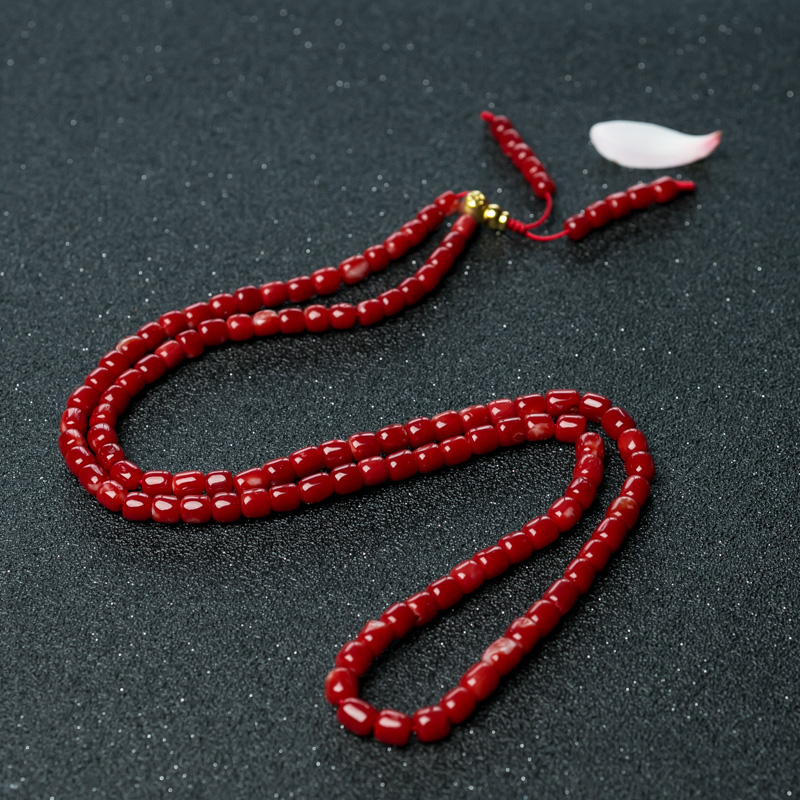 日本阿卡珊瑚桶珠108佛珠-红掌柜