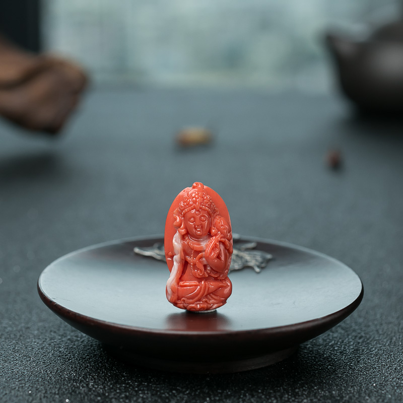 MOMO珊瑚绿度母吊坠-红掌柜