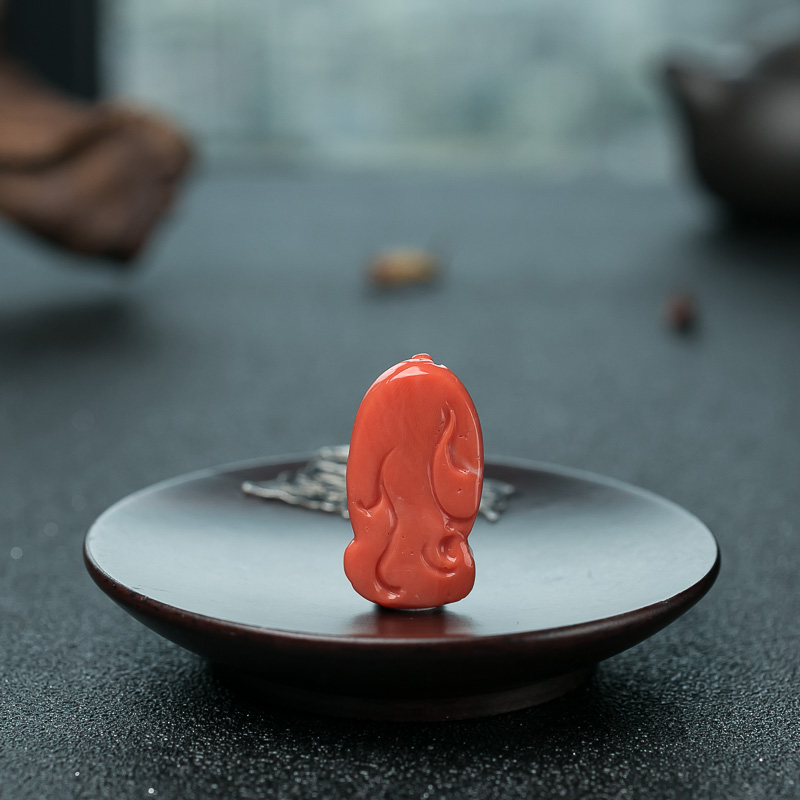 MOMO珊瑚绿度母挂坠-红掌柜