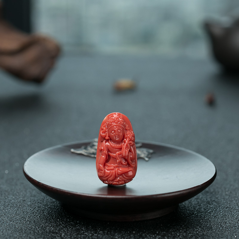 MOMO珊瑚绿度母吊坠-红掌柜