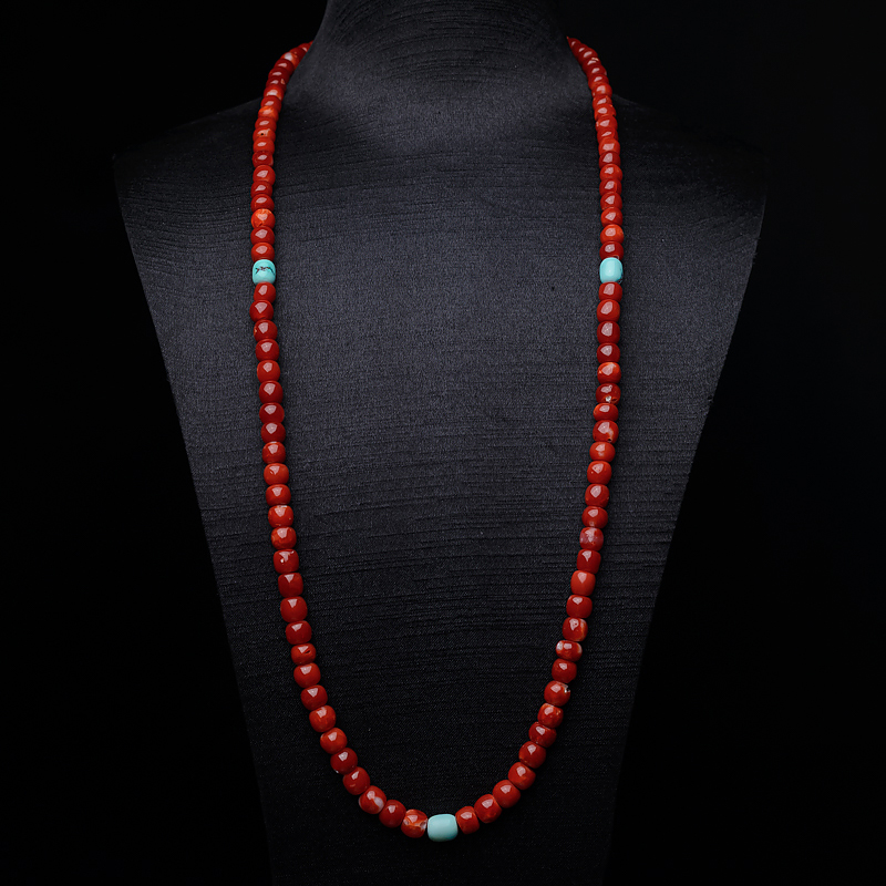 阿卡珊瑚桶珠108佛珠-红掌柜