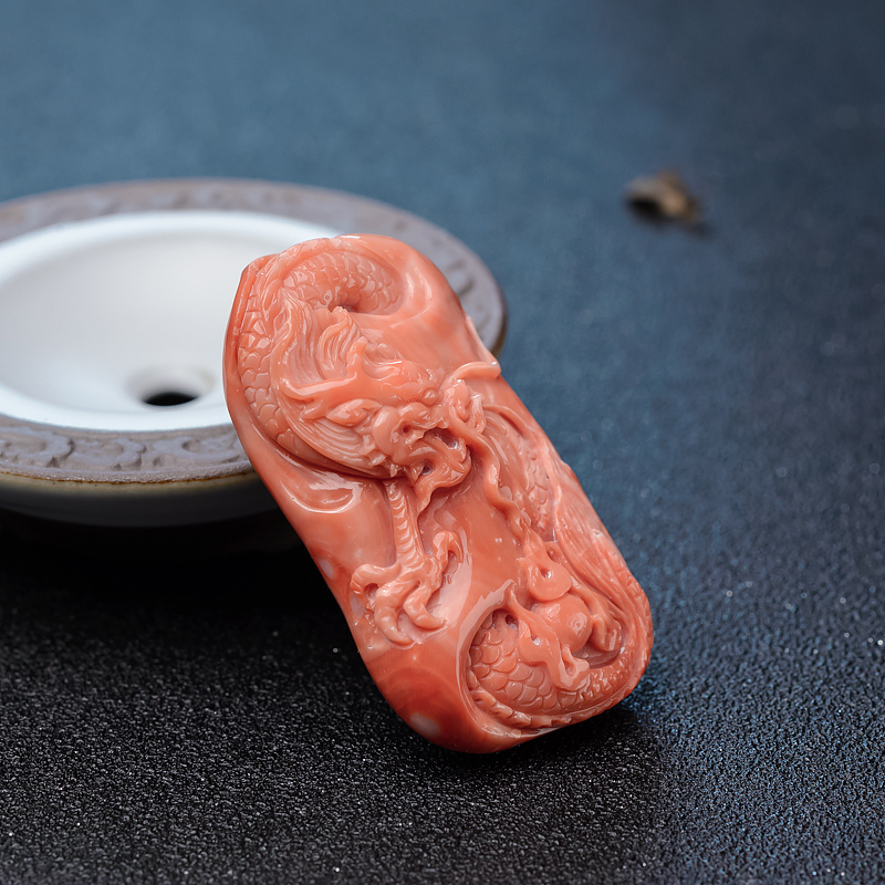 台湾MOMO珊瑚龙吊坠-红掌柜