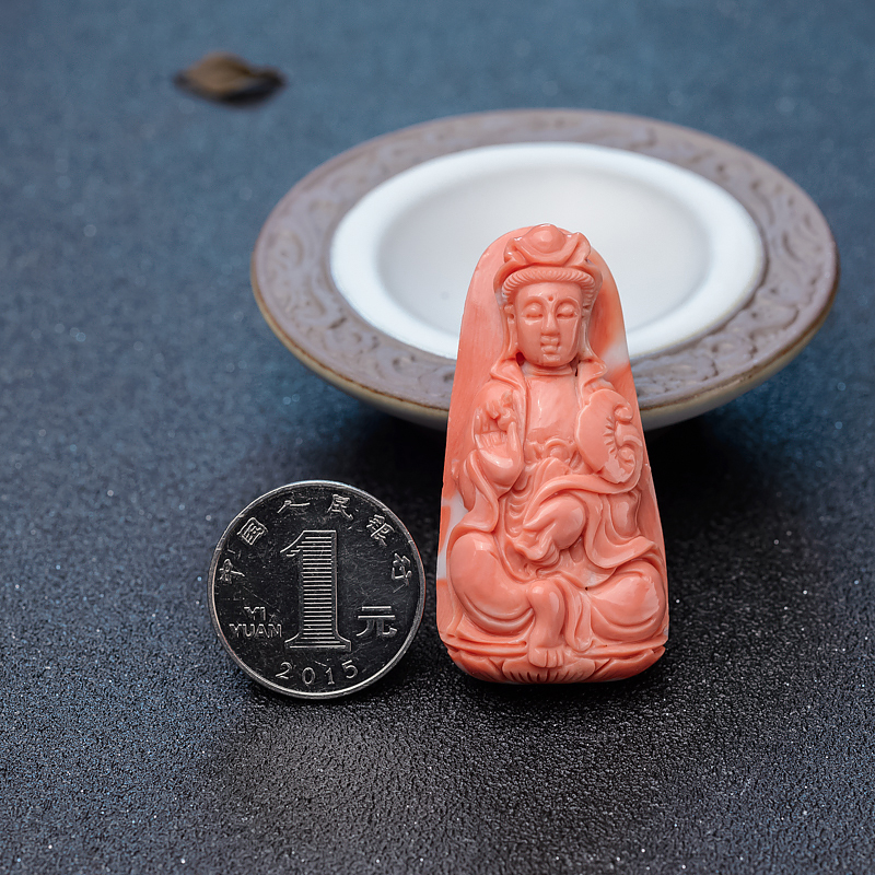 天然MOMO珊瑚吊坠-红掌柜
