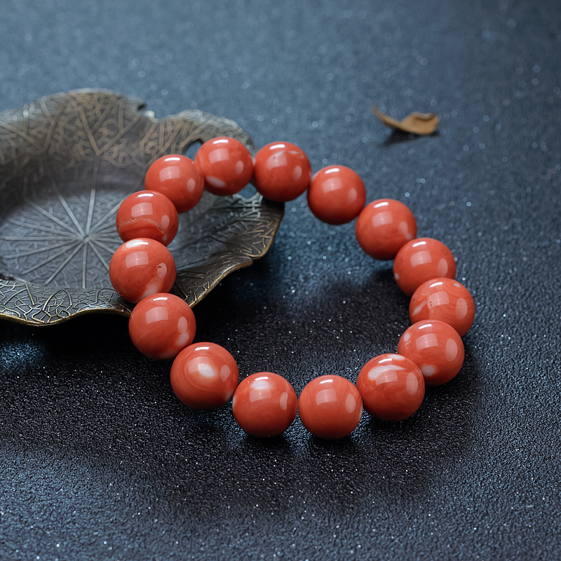 天然MOMO珊瑚单圈手串-红掌柜