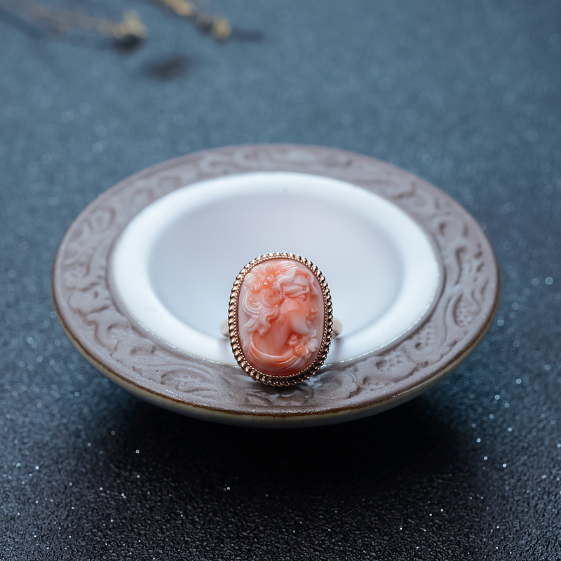 18K深水珊瑚美女戒指-红掌柜