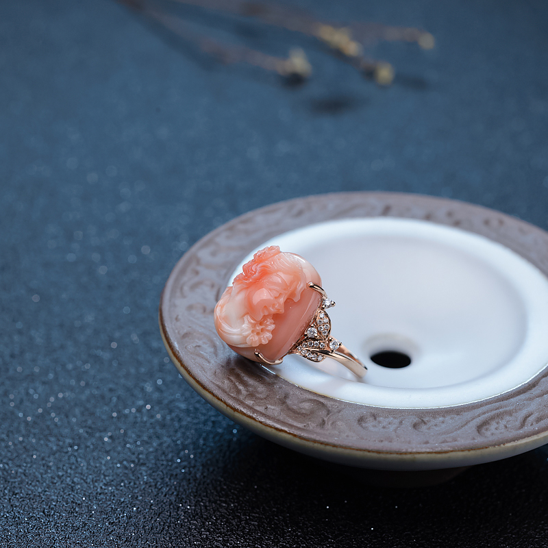 深水珊瑚美女戒指-红掌柜