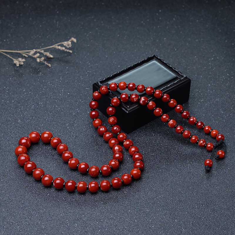 牛血红珊瑚苹果珠塔链-红掌柜