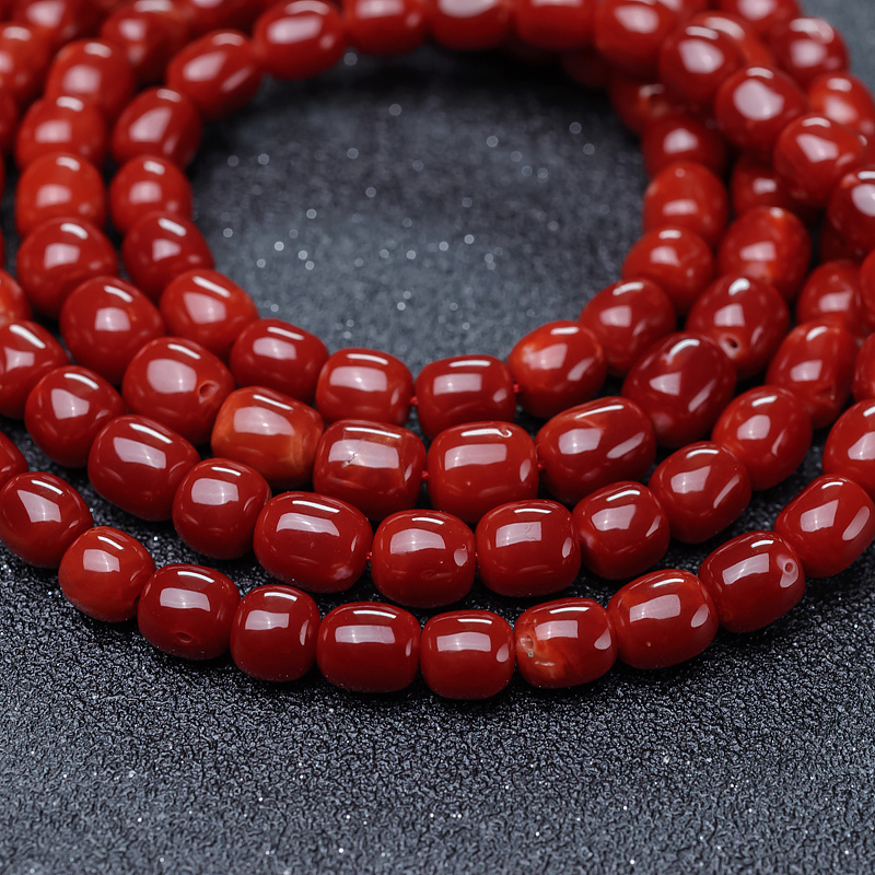 阿卡牛血红珊瑚桶珠佛珠-红掌柜
