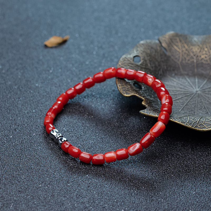 阿卡珊瑚桶珠手链-红掌柜