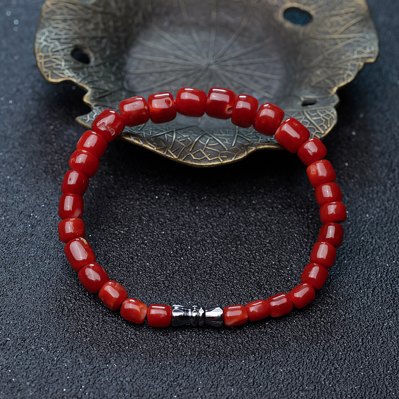 天然珊瑚桶珠手链-红掌柜