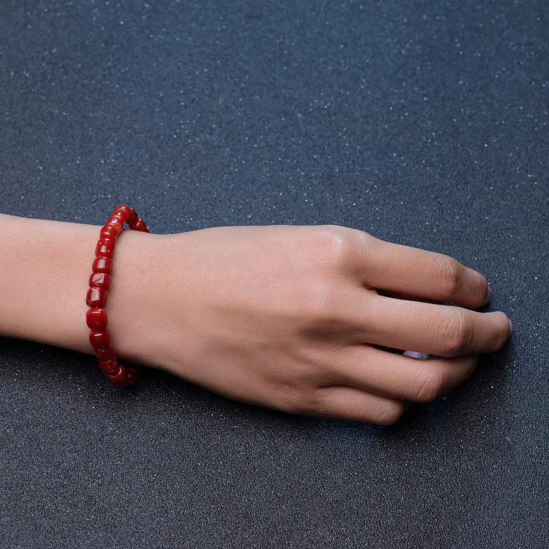 日本阿卡珊瑚桶珠手链-红掌柜