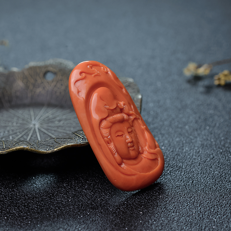 天然珊瑚观音吊坠-红掌柜