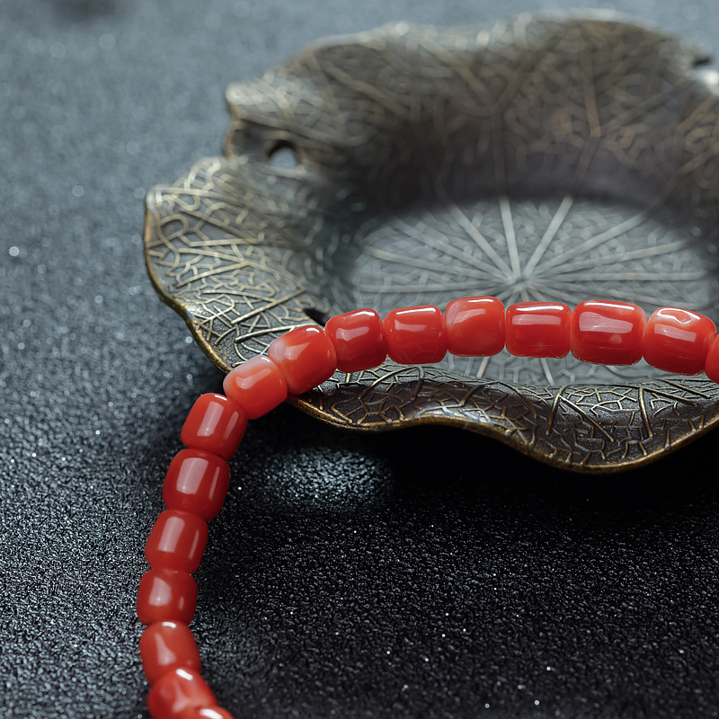 日本天然阿卡珊瑚单圈手串-红掌柜