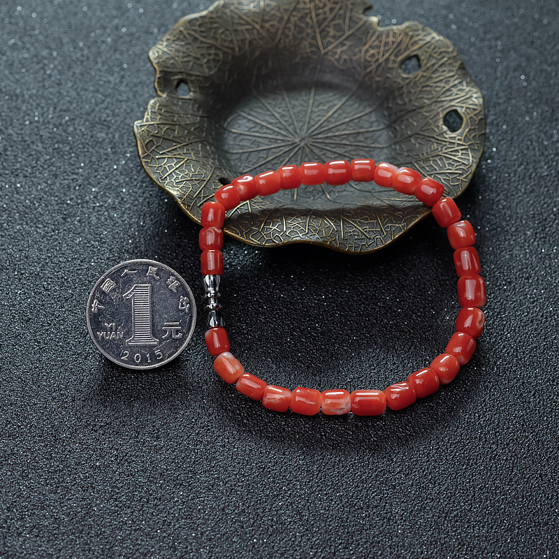 阿卡珊瑚桶珠手串-红掌柜