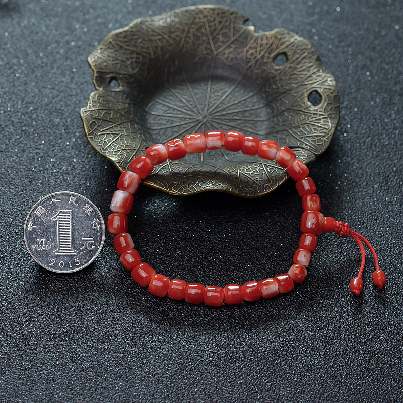 阿卡珊瑚桶珠手串-红掌柜