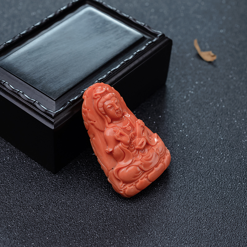 天然台湾MOMO珊瑚吊坠-红掌柜