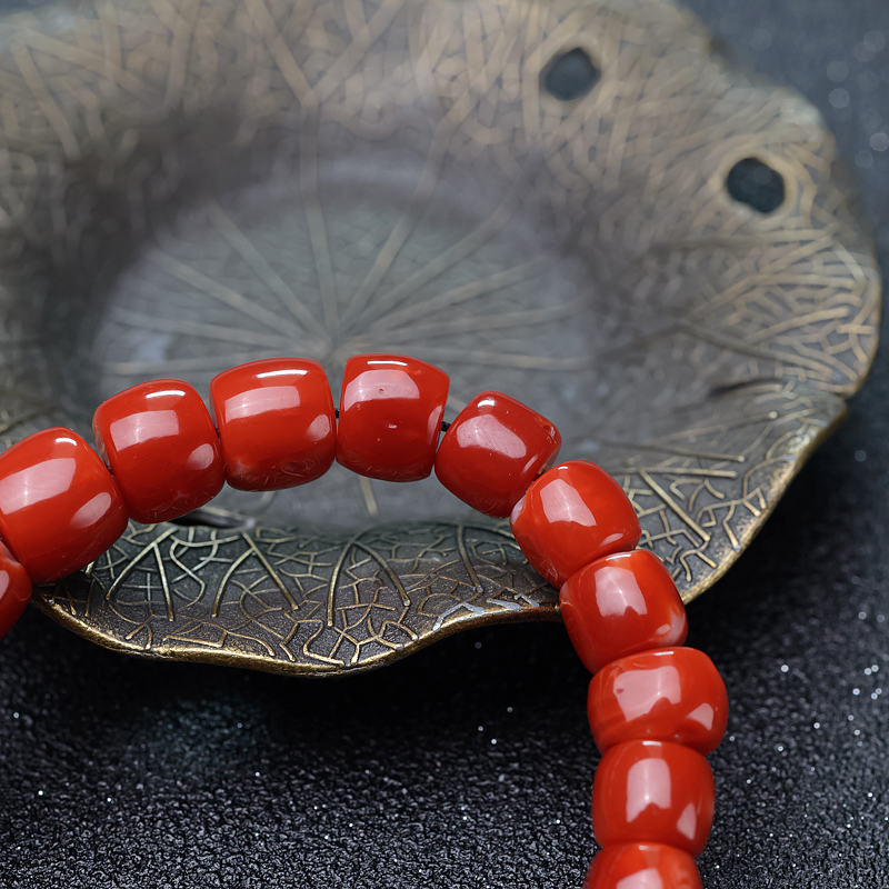 日本阿卡珊瑚桶珠手链-红掌柜
