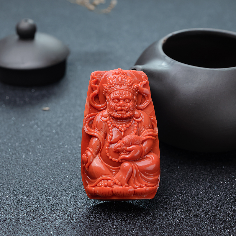 MOMO珊瑚黄财神吊坠-红掌柜