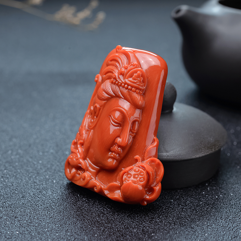 珊瑚观音吊坠-红掌柜