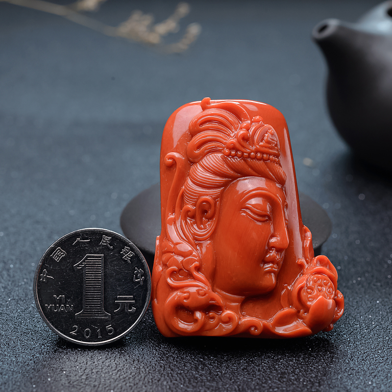 台湾珊瑚观音吊坠-红掌柜