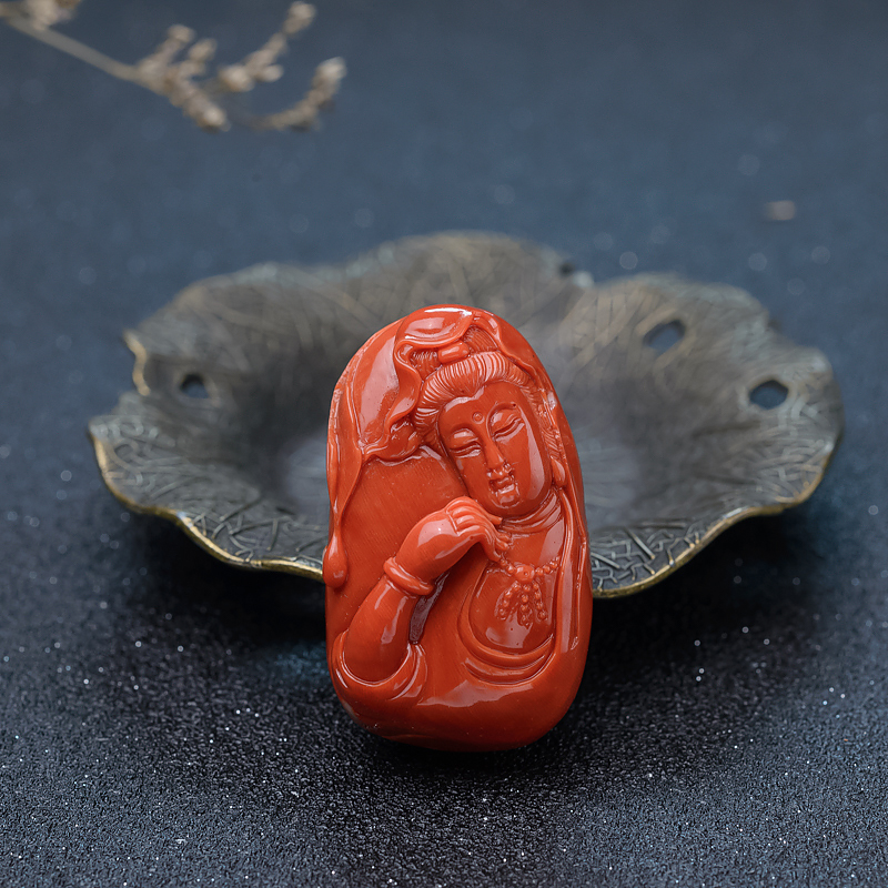 MOMO珊瑚观音吊坠-红掌柜