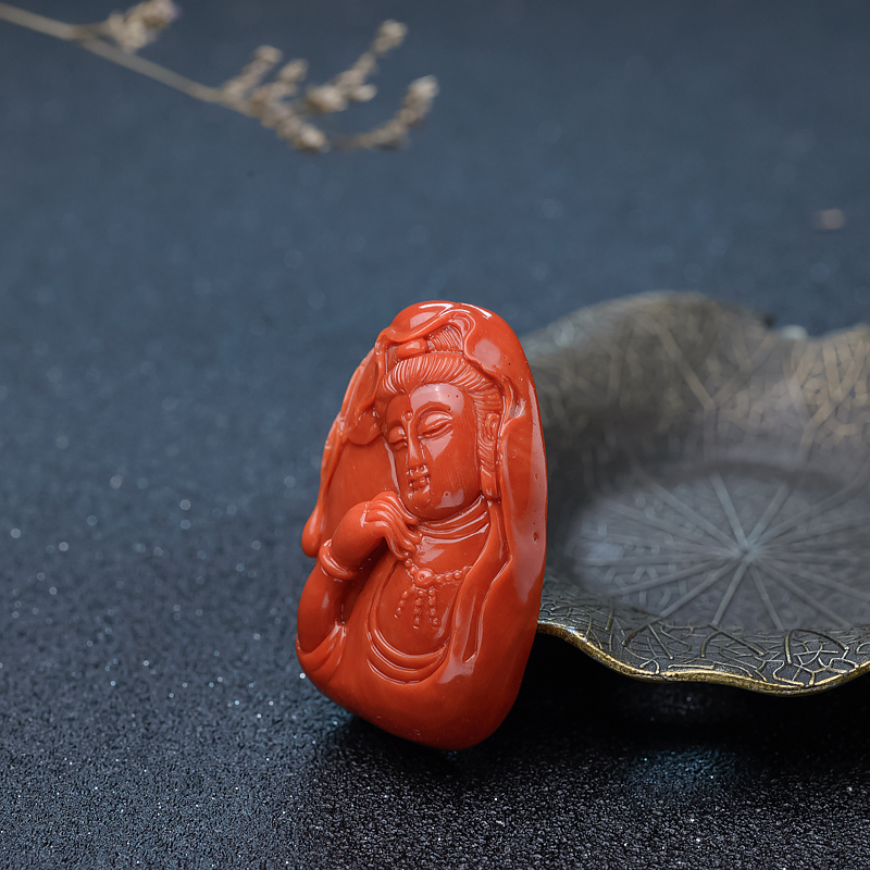珊瑚观音吊坠-红掌柜