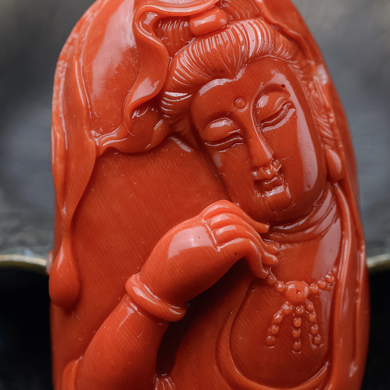 天然珊瑚观音吊坠-红掌柜