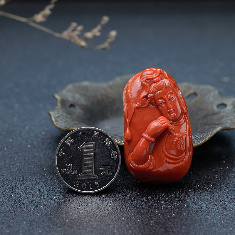 天然珊瑚观音吊坠-红掌柜