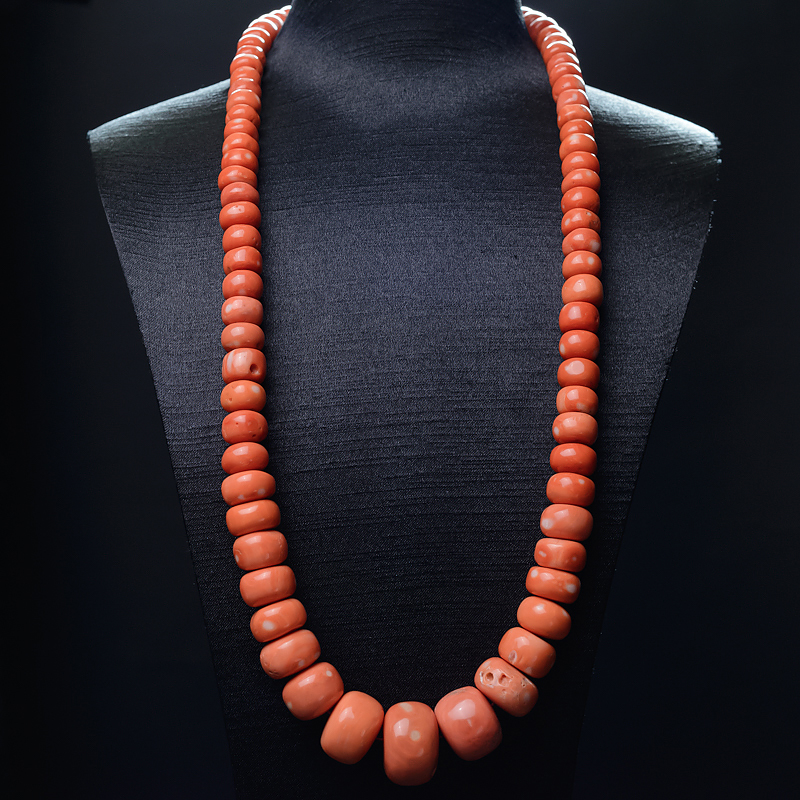 台湾天然MOMO珊瑚鼓珠塔链-红掌柜