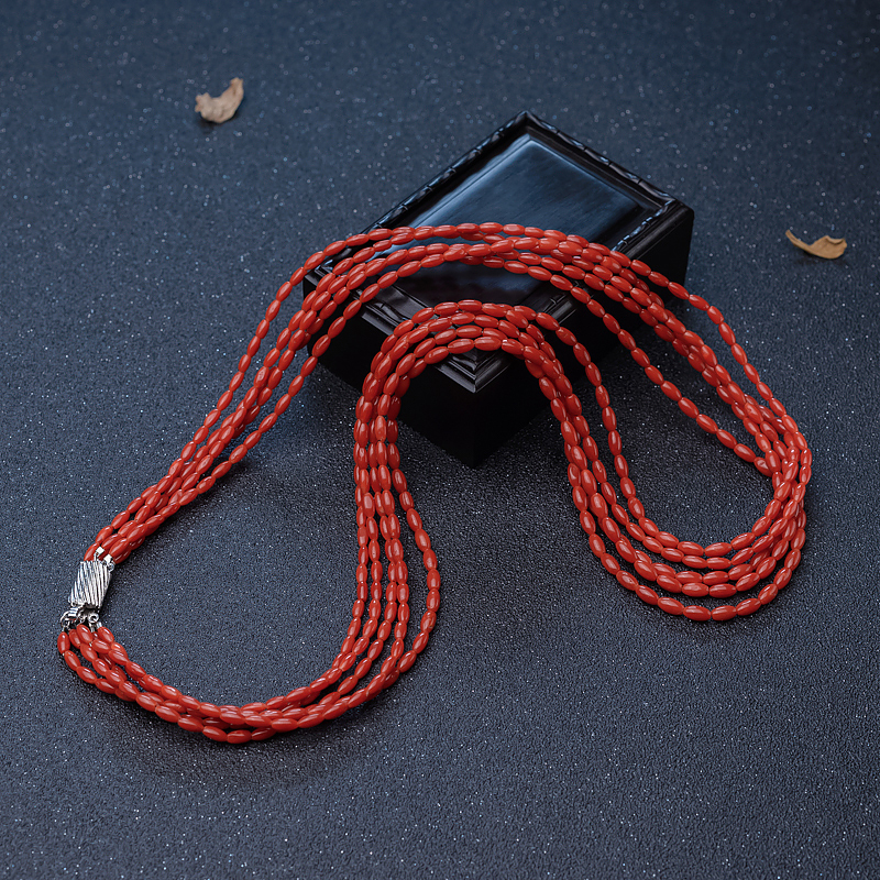 珊瑚米珠项链-红掌柜