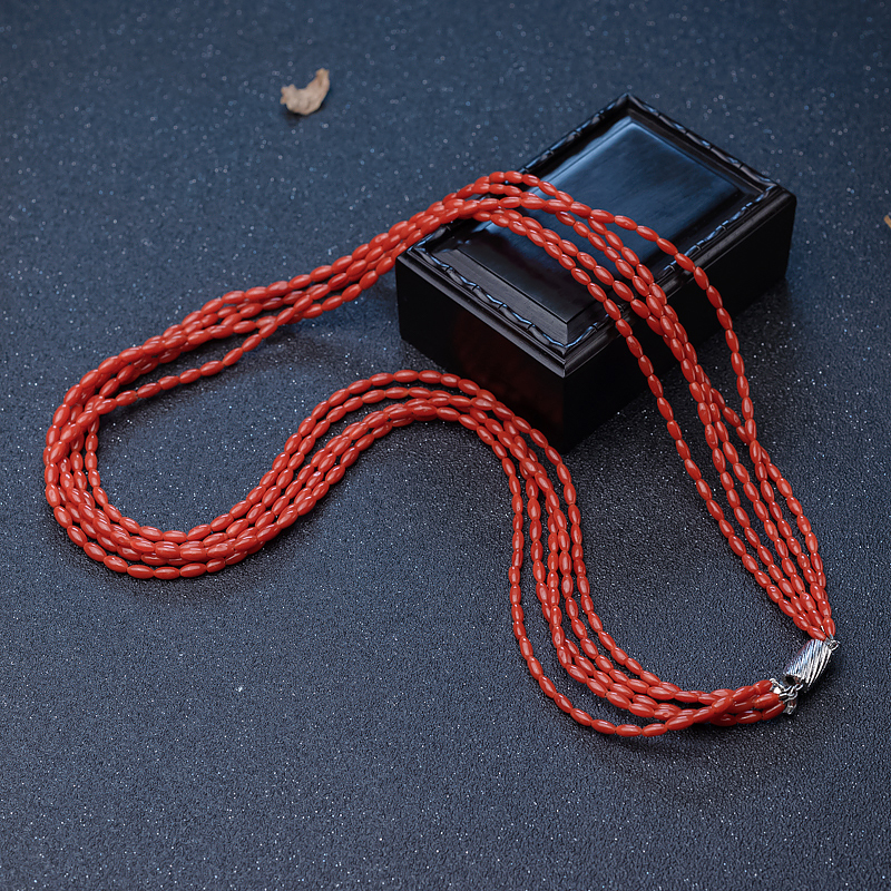 天然珊瑚米珠项链-红掌柜