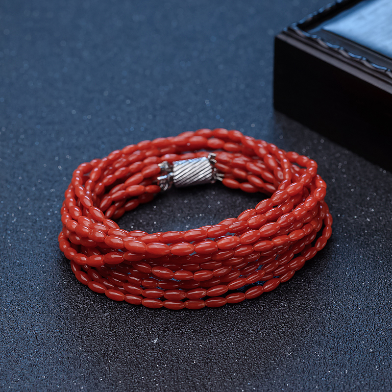 天然珊瑚米珠项链-红掌柜