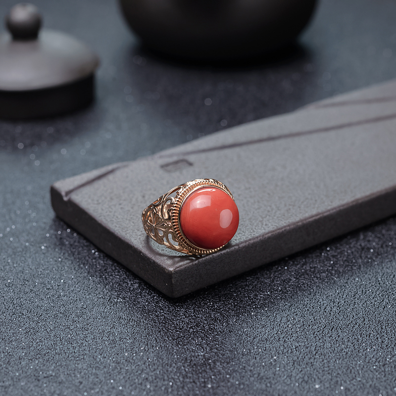 18k珊瑚戒指-红掌柜
