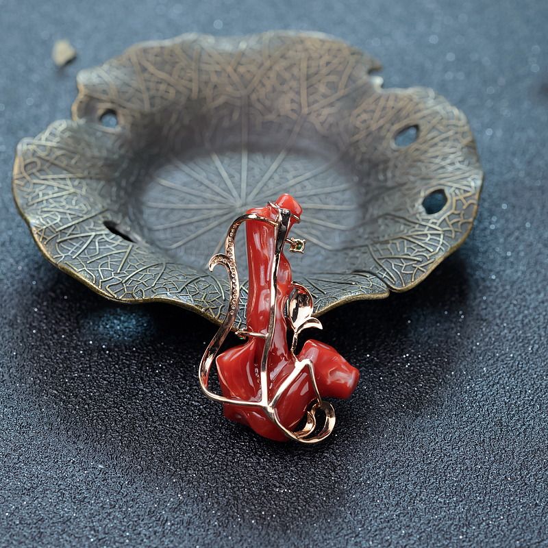 18K天然阿卡珊瑚吊坠-红掌柜