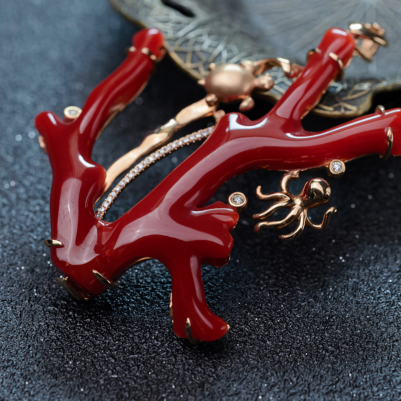 日本阿卡牛血红珊瑚吊坠-红掌柜