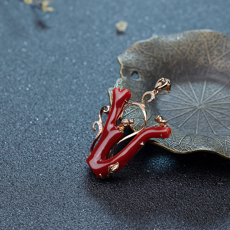 阿卡牛血红珊瑚吊坠-红掌柜