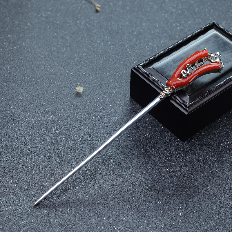 银镶阿卡珊瑚发簪-红掌柜