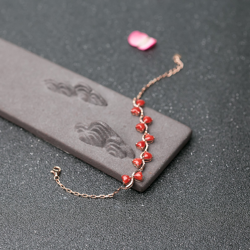 日本阿卡珊瑚心形手链-红掌柜