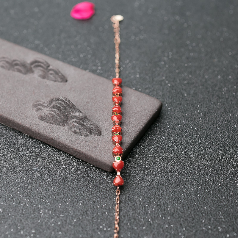 18K天然日本阿卡珊瑚手链-红掌柜