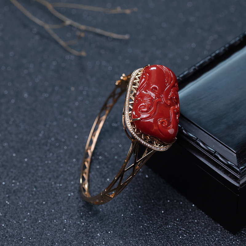 58mm18K阿卡珊瑚手镯-红掌柜