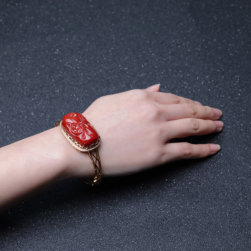 天然阿卡珊瑚手镯-红掌柜