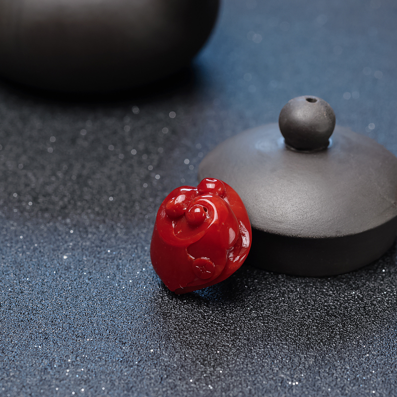 阿卡红珊瑚如意吊坠-红掌柜