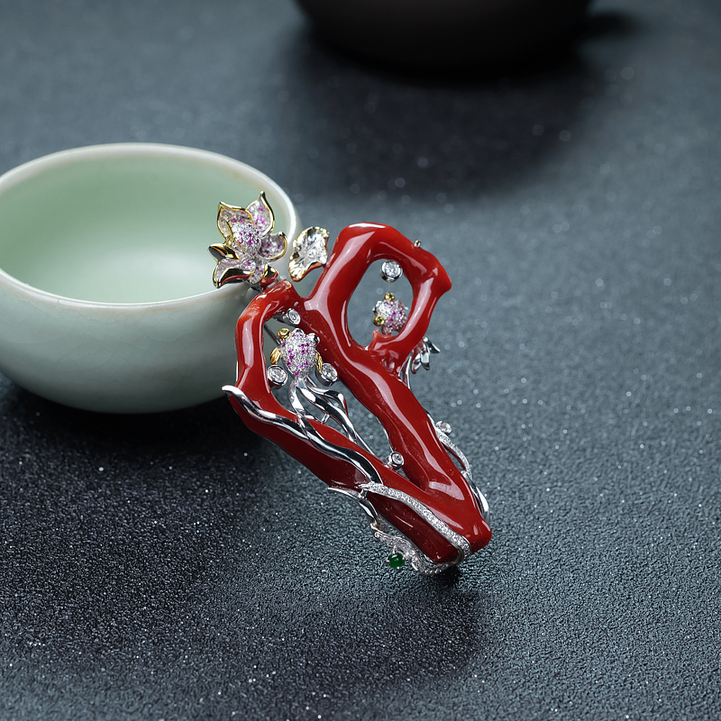 18K牛血红珊瑚两用款-红掌柜