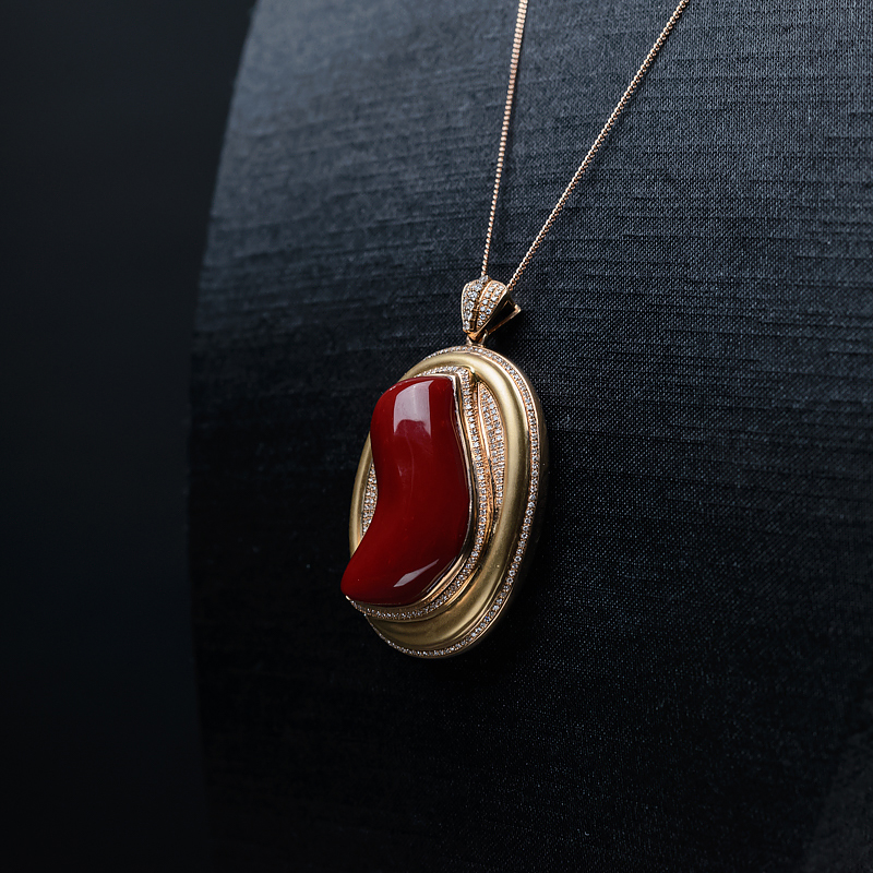 阿卡牛血红珊瑚吊坠-红掌柜