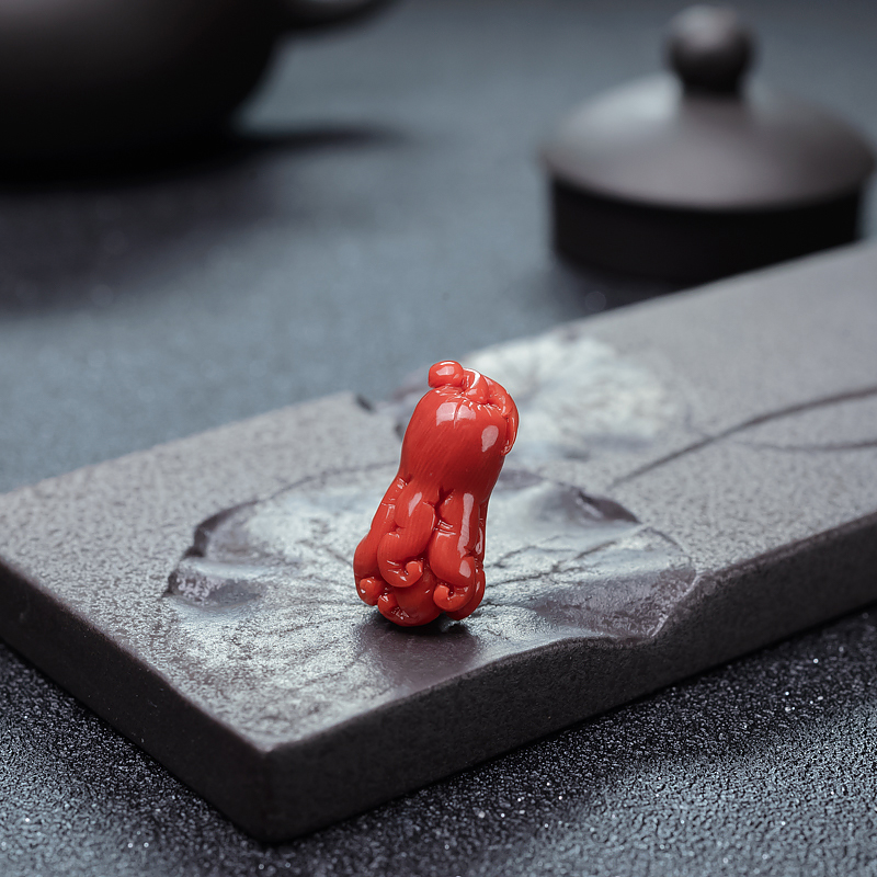 珊瑚佛手吊坠-红掌柜