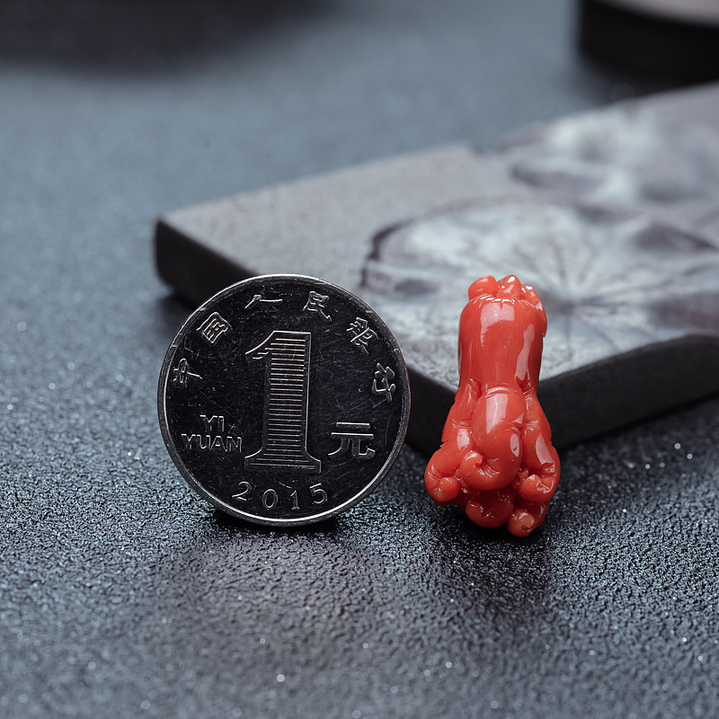 天然沙丁珊瑚佛手吊坠-红掌柜
