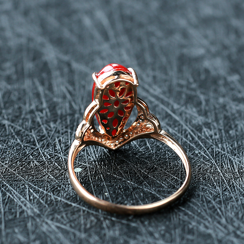 日本阿卡红珊瑚戒指 - 红掌柜珠宝