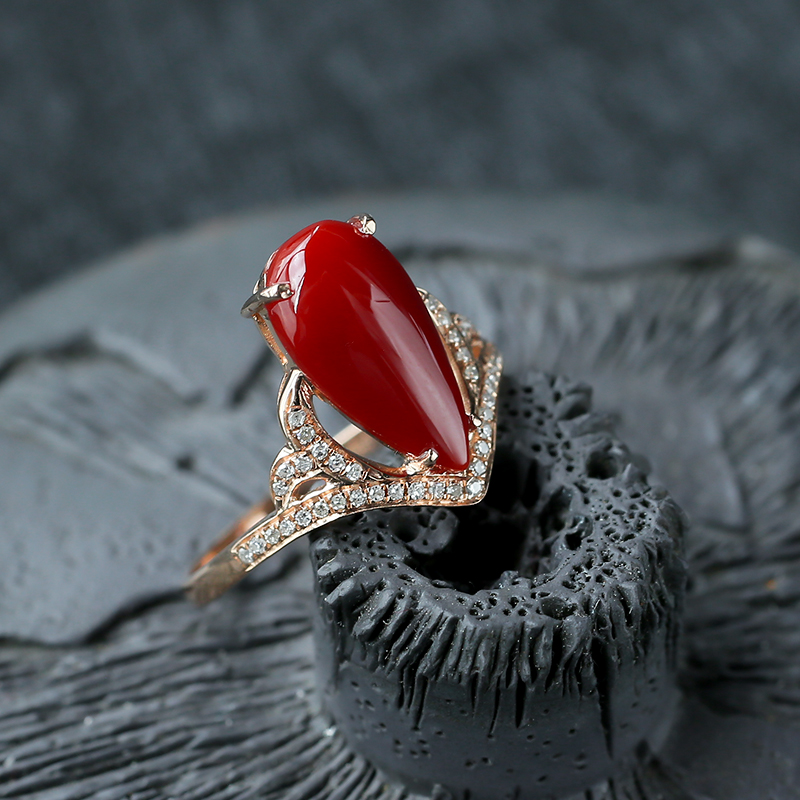 珊瑚戒指 - 红掌柜珠宝