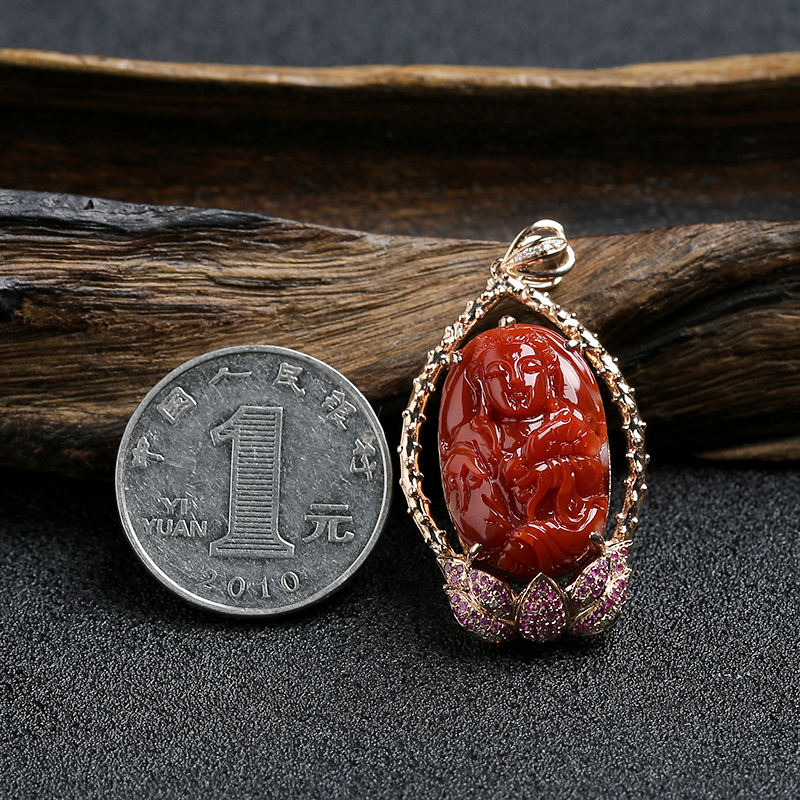 阿卡珊瑚观音吊坠-红掌柜